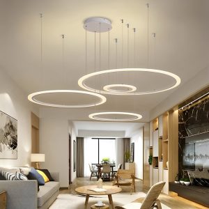 CHENG561 4 Circles Artistic Dimmable LED Modern Pendant Lighting Chandeliers