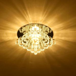 CHENG562 Geometric Chandelier Flush Mount Kitchen Light Fixtures Metal Crystal Ceiling Lights