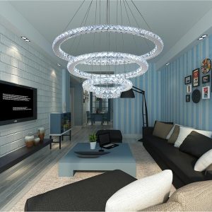 CHENG560 4 Rings Electroplated Crystal LED Modern Chandeliers Pendant Light Hanging Lamp