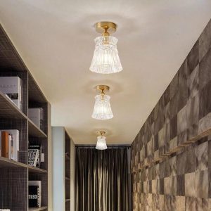 CHENG559 Lantern Modern Glass Copper Hallway Pendant Light Industrial Pendant Lighting