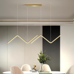 CHENG550 LED 2- Light Line Design Dimmable Pendant Light Modern Wave Shaped Kitchen Lighting Dining Room Lighting Nordic Minimalist Island Lights